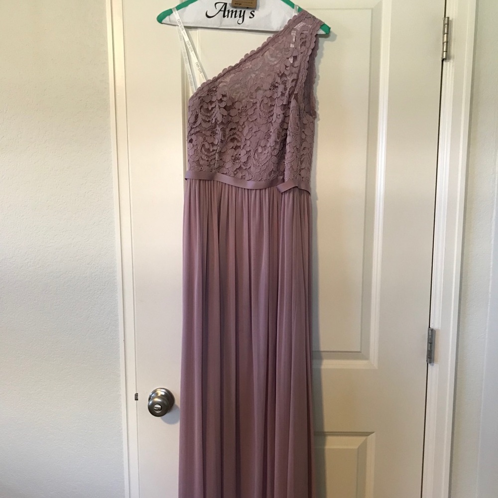 Floor length one shoulder David’s Bridal dress s 6